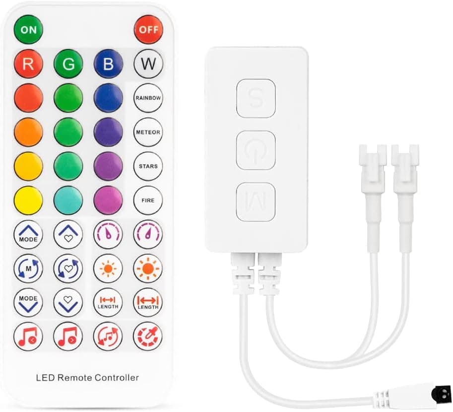 BTF-LIGHTING WS2812B WS2811 SM16703 UCS1903 Bluetooth SP611E Sync Music Controller Timer Mode with Dual Signal Output 600pixels/port for LED Module Pixel Strip Light APP/3Key Button/IR Remote Control