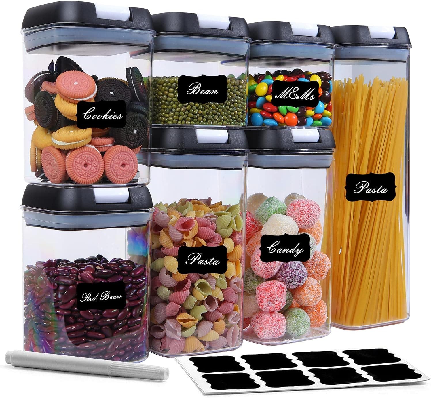 Airtight Food Storage Containers Set, BPA Free Cereal & Dry Food Storage Containers Set, 7 Pieces Kitchen & Pantry Organization Containers
