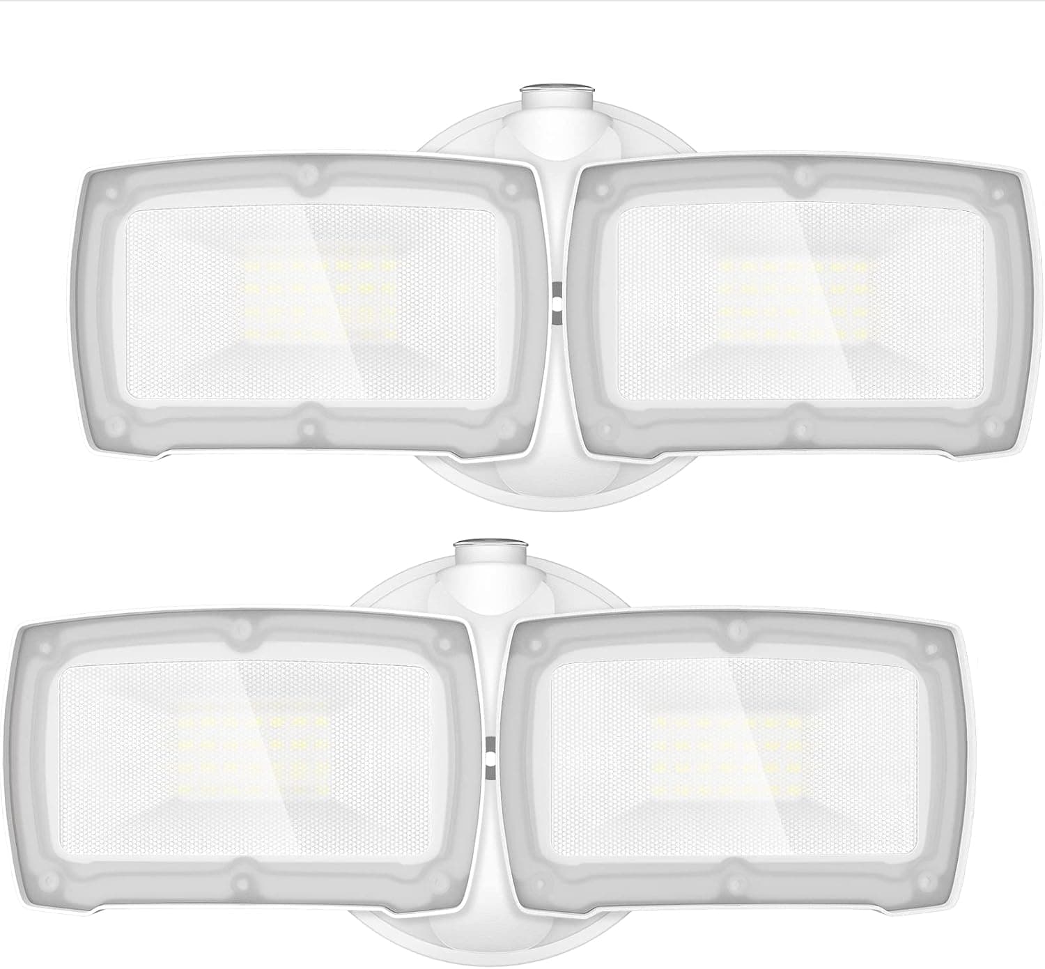 LEPOWER 2 Pack LED Security Light Dusk to Dawn Outdoor Flood Light Fixture with 2 Adjustable Heads, 3000LM/28W, 5500K, IP65 Waterproof Exterior Flood Lights for Garage, Backyard (White)