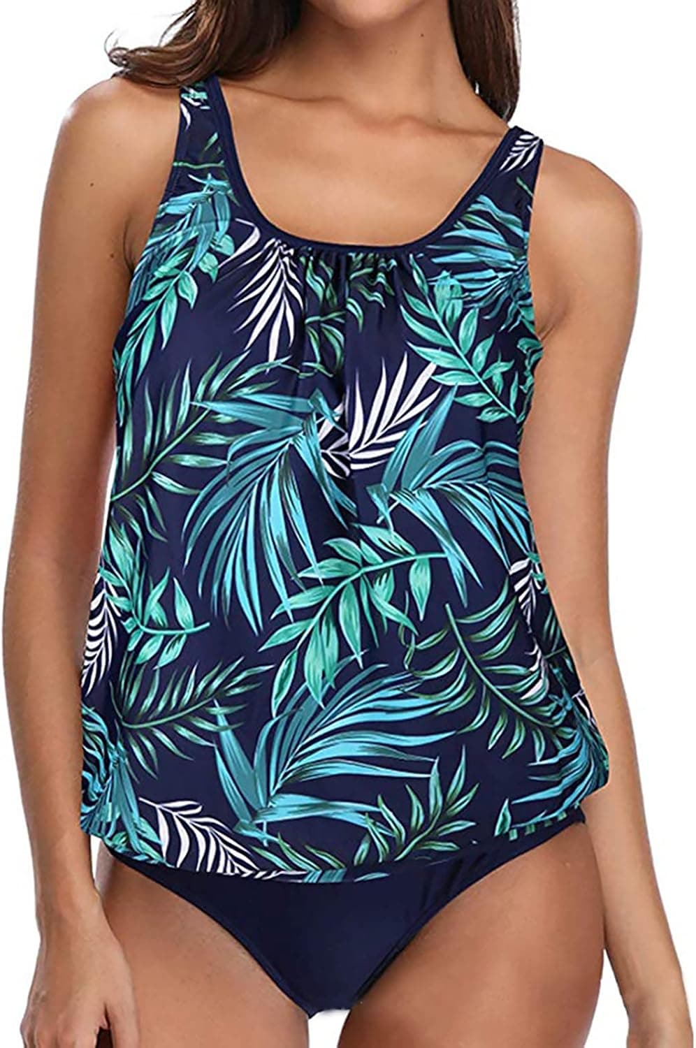 Two Piece Tankini Swimsuits for Women Bathing Suits Loose Fit Swimwear Modest Loose Top with Shorts