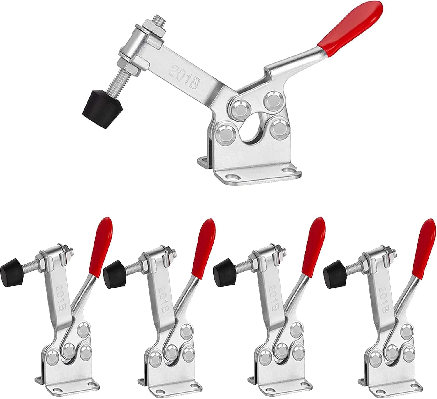 Accessbuy Toggle Clamp 201B 220Lbs Holding Capacity Heavy Duty Medium Hold Down Clamp Quick-Release Horizontal Clamp（5Pack)