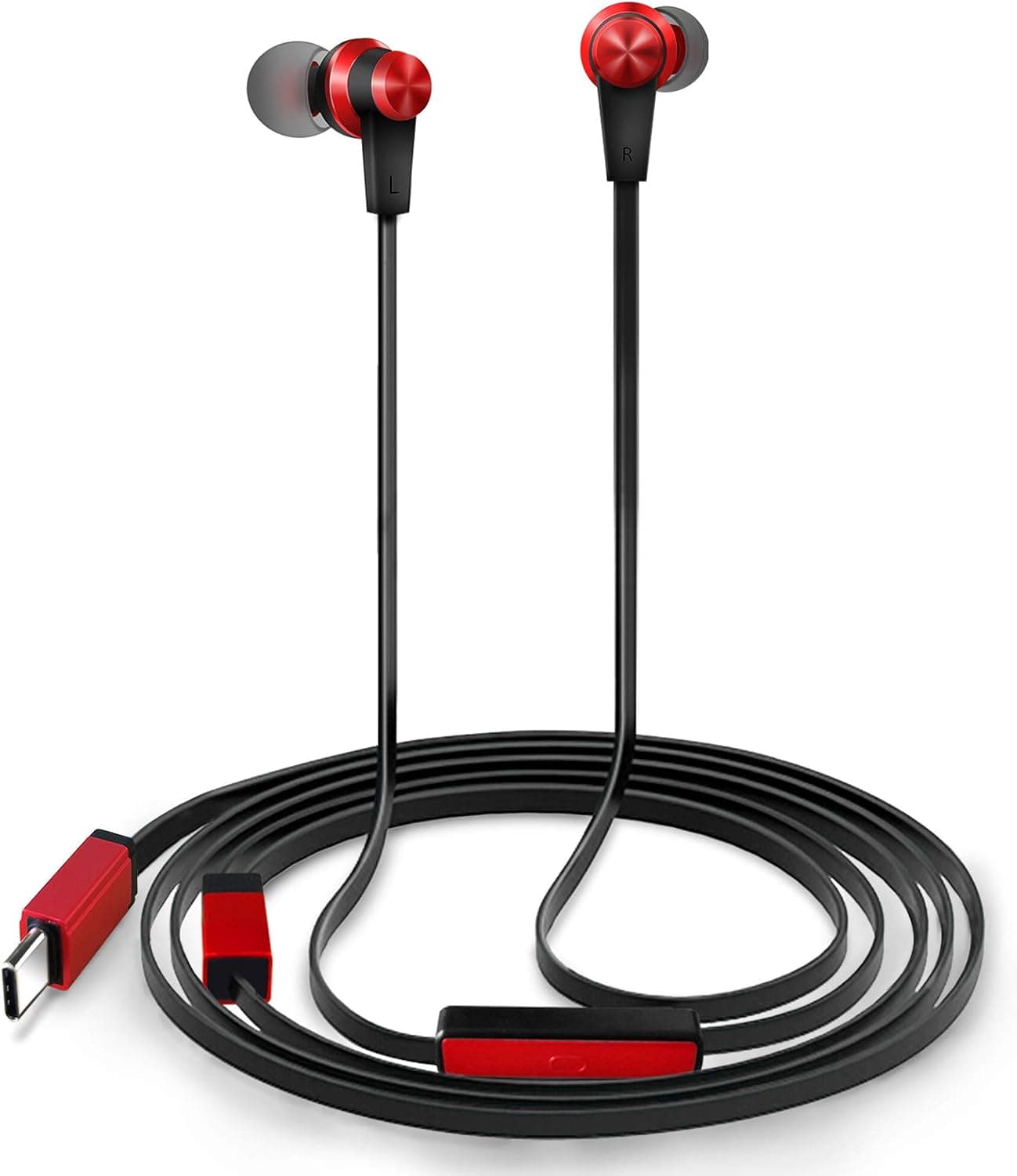 TriLink USB Type C Earbud Headphones (Hi-Res Audio & DAC Chipset) in-Ear Earphone with Mic for Google Pixel 2/2XL, Sony Xperia XZ2, Motorola Moto Z, HTC U12/U11, OnePlus 6/5/5T, LG V30/V20, Essential