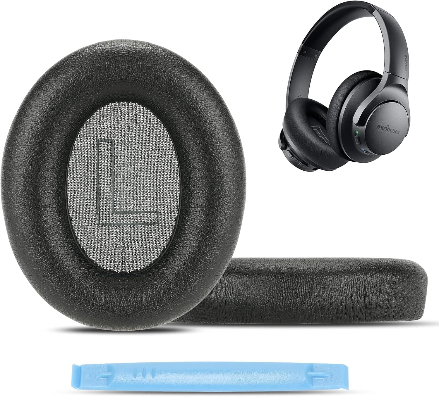 Damex soundcore Life q20 Replacement Ear Pads,Protein Leather and Memory Foam Ear Cushions,Compatible with Anker soundcore Life q20 BT Headphone (Black)