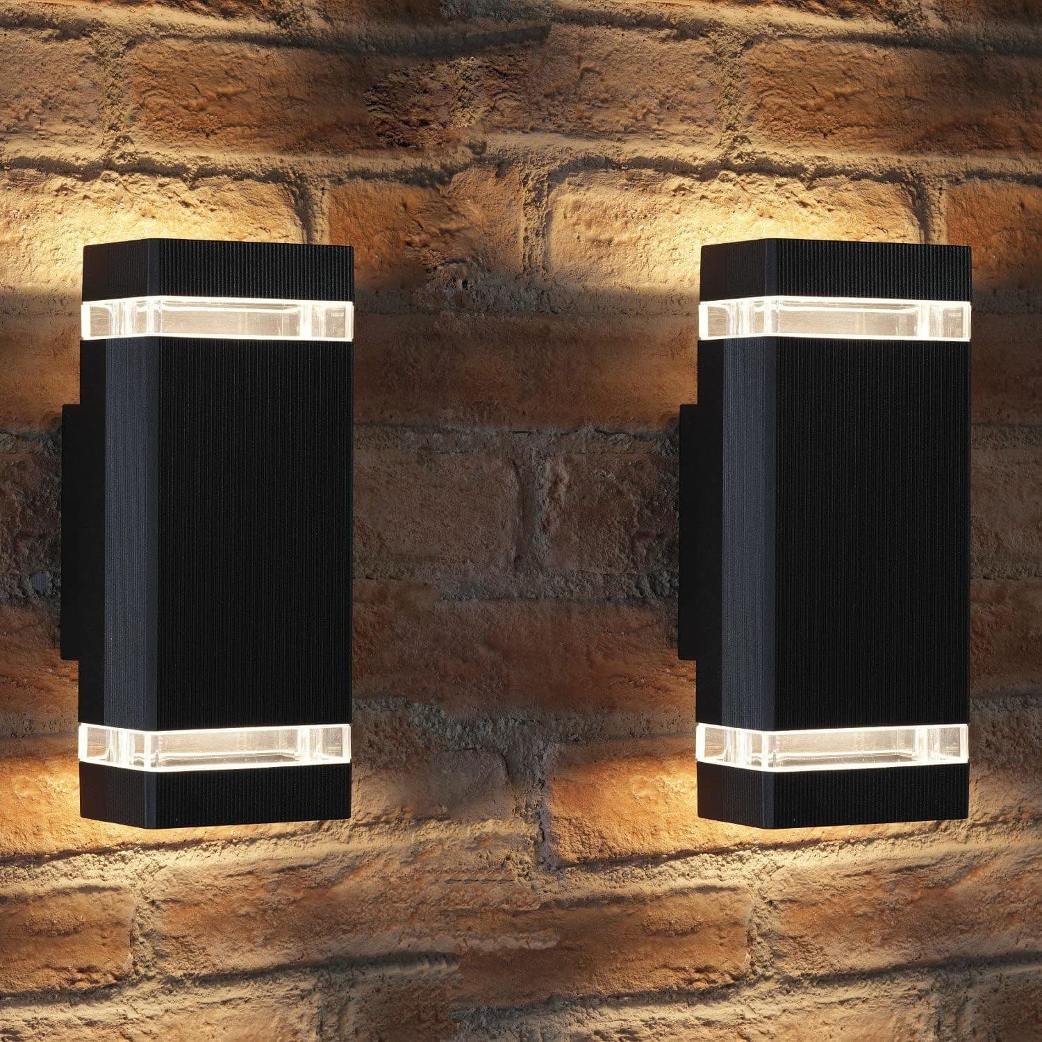iYogaled Dusk to Dawn Outdoor Lighting, Up Down Square Lights Outdoor Wall Sconces Fixture-Bulbs Included, Black Exterior Lights for House, Modern Outdoor Wall Mount Lights Fixture-ETL Listed