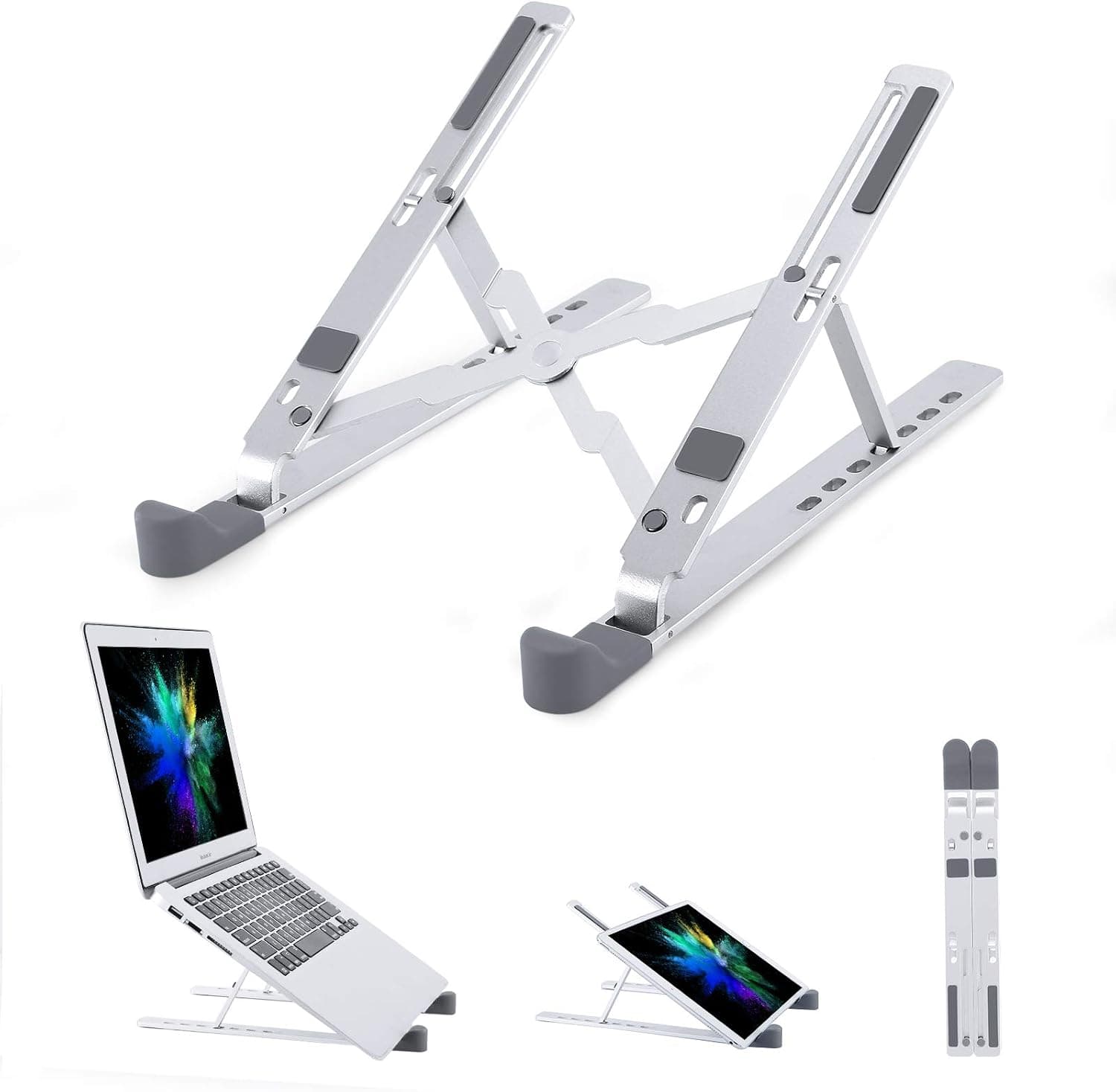 OCDAY Laptop Stand, 2021 MacBook Stand Ergonomic Aluminum, Detachable Laptop Riser Notebook Holder Stand Compatible with 10-15.6" Laptops