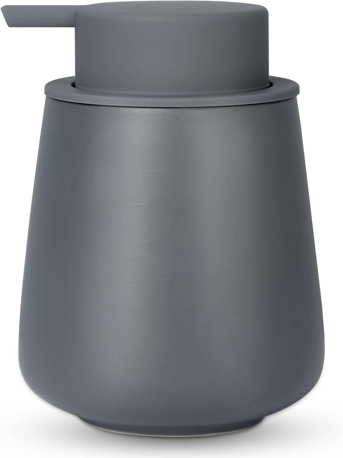 Soap Dispenser - Ceramic Hand Dish Soap Dispenser for Bathroom 12ounce Refillable Liquid Hand Soap Dispenser for Essential Oil, Lotion Soap, Matte Dark Gray