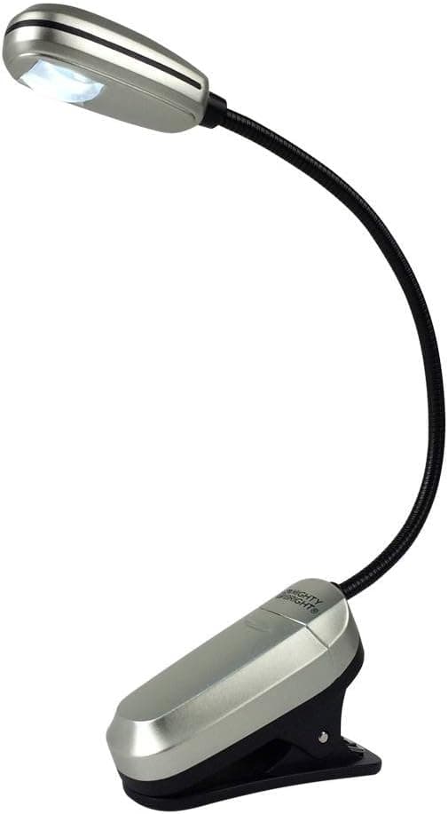 The Original Mighty Bright MiniFlex Clip On Book Light Reading Light, 1 Bright White LED, Flexible, Durable, Compact Design Perfect For Bookworms, Kids, Read in Bed, 25 Hour Battery Life (Silver)