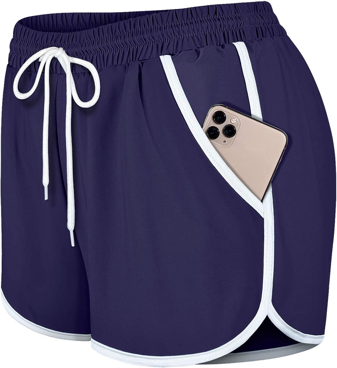 Fulbelle 2 in 1 Athletic Workout Shorts for Women XS-3XL Double Layer Drawstring Elastic Waist Shorts with Pockets