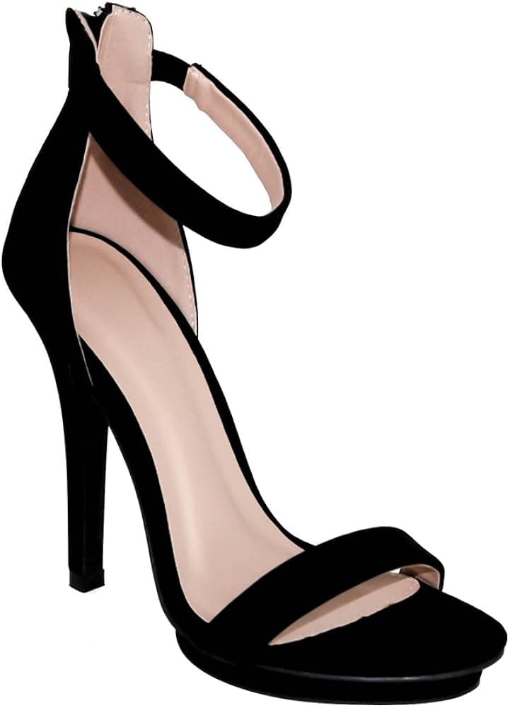Wild Diva Women's Dress Formal Open Toe Ankle Strappy High Heel Sandal (7.5 B(M) US, Black Nubuck)