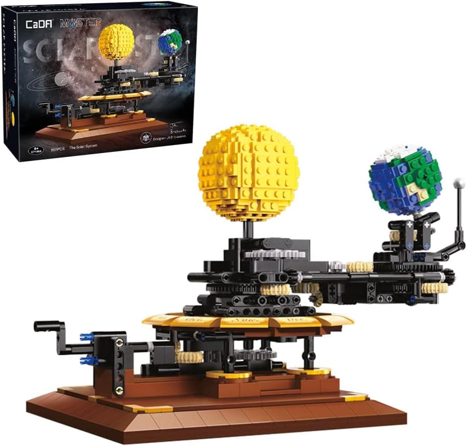 Number Solar System Building Kit,865/pcs MOC 4477 CADA Master C71004W Bricks for Kids and Adults,（Designer: JK Brickwords） Contains Moon Earth and Sun Orrery Model