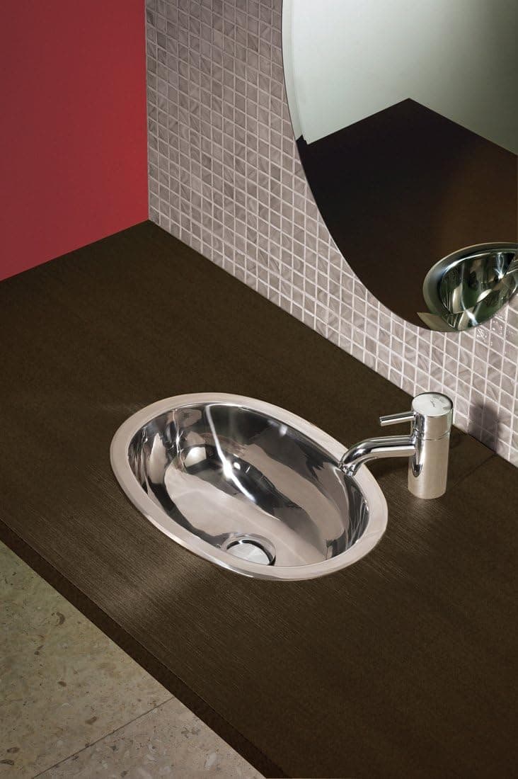 DECOLAV 1210-P Polished Oval Drop-in or Undermount Lavatory, Stainless Steel