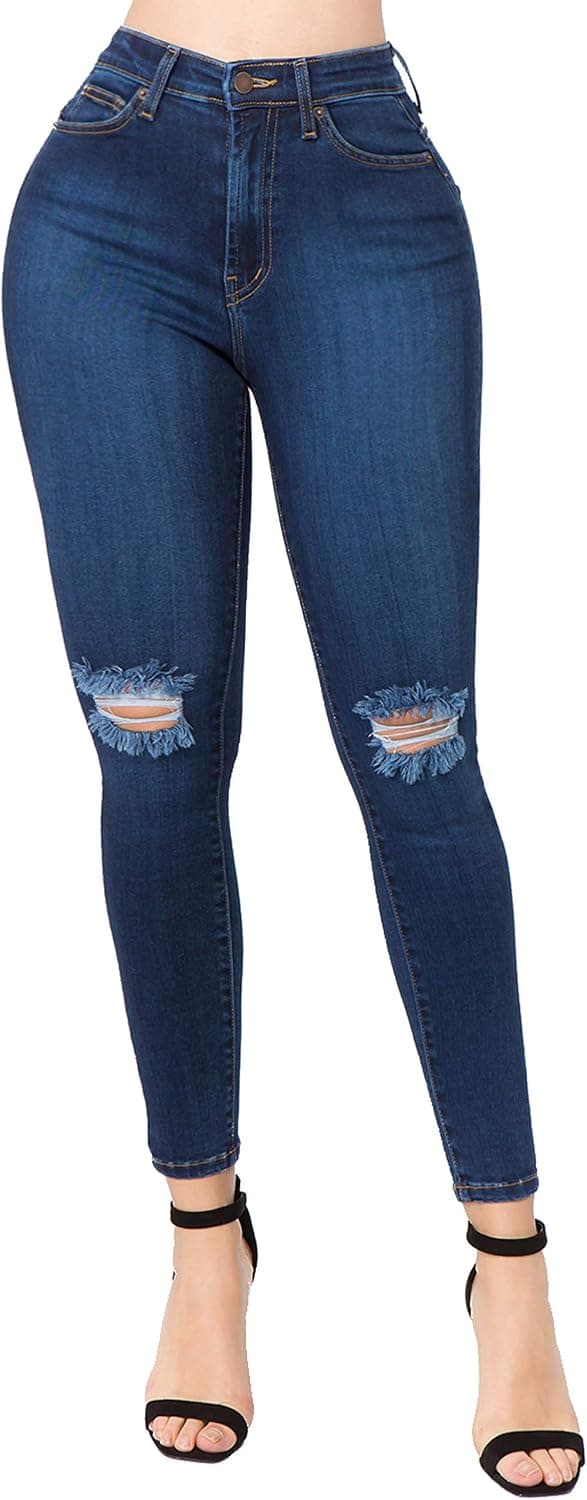 TwiinSisters Women's High Waist Super Stretch Premium Fabric Basic Skinny Jeans
