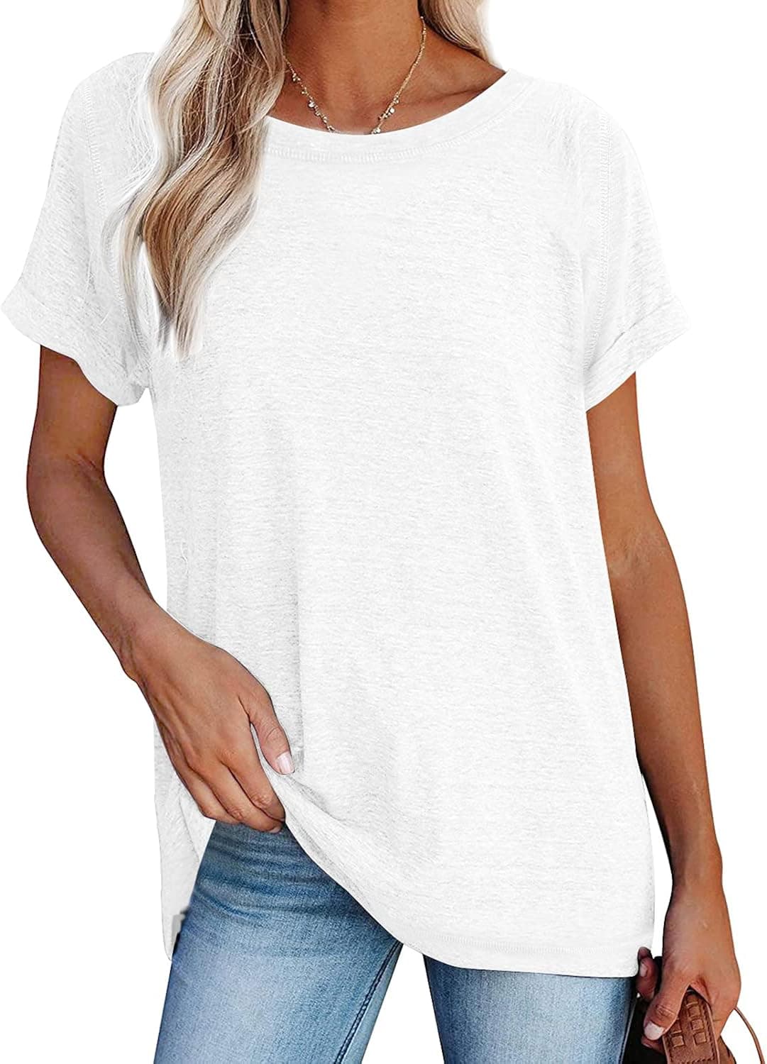 Women Tunic Top for Women to Wear with Leggings Long/Rolled Sleeve Crewneck Shirts for Women Loose Fit