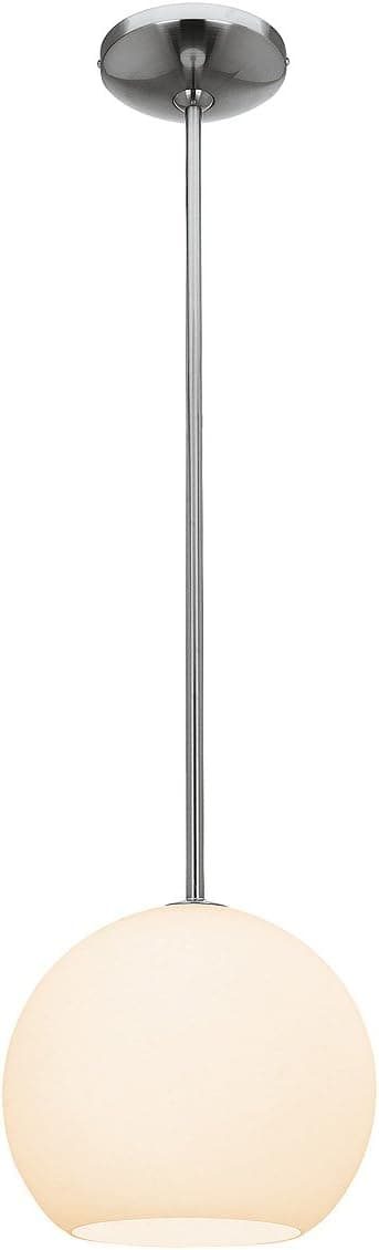 Nitrogen - 9"dia Pendant - Brushed Steel Finish - Opal Glass Shade