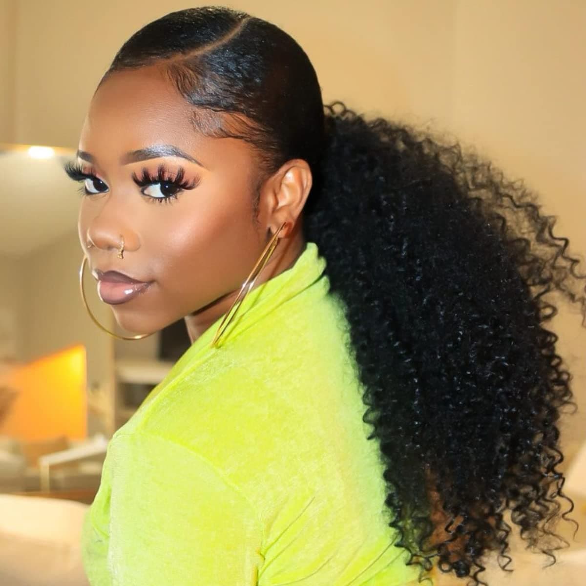 Afro Kinky Curly Human Hair Clip in Ponytail with Wrap Drawstring 1 Piece 10 inch MSGEM Kinky Curly Ponytail Human Hair Extensions for Black Women 3C Virgin Human Hair Natural Color