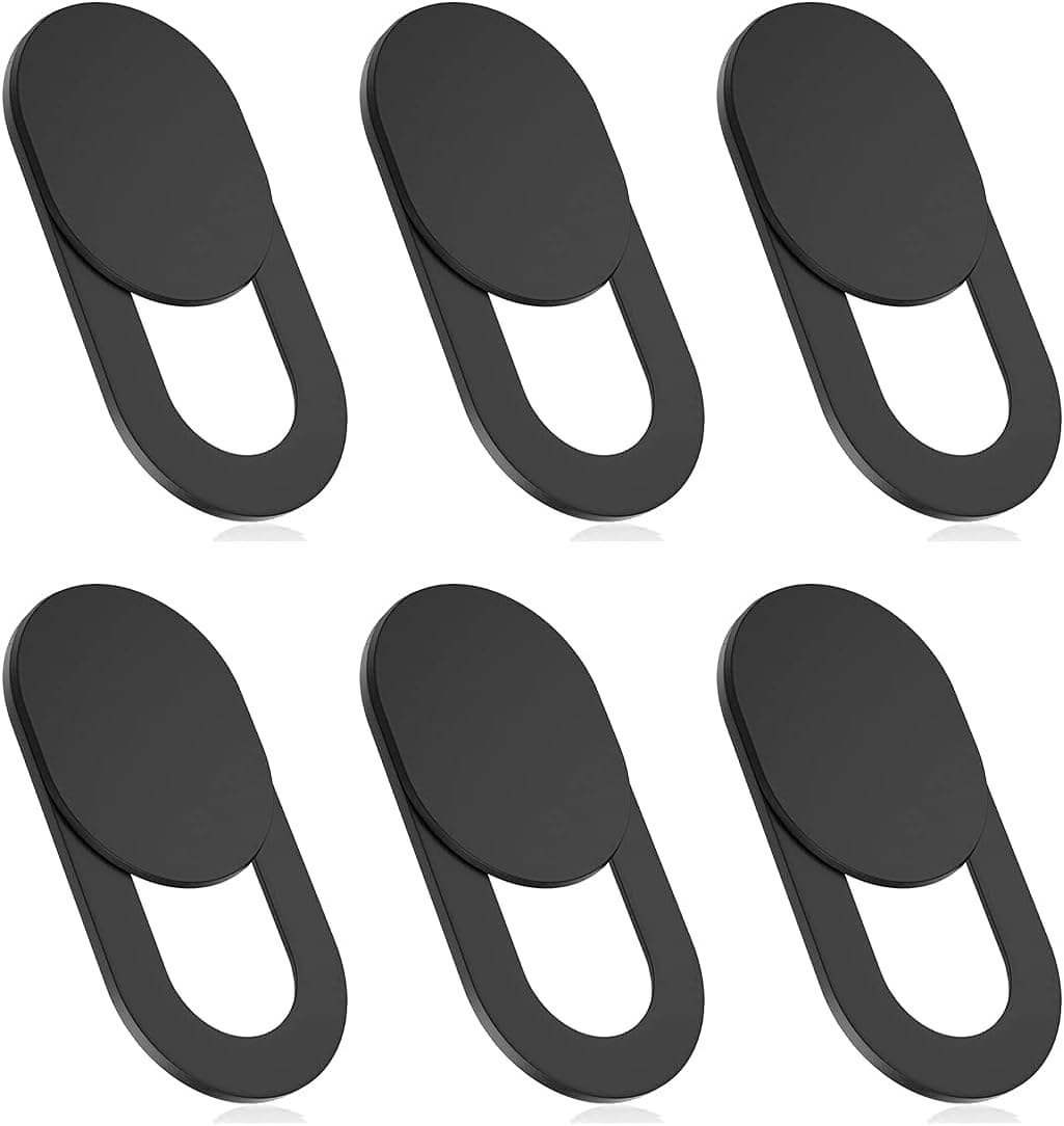 U2C 6 Pack Webcam Cover Slide,Ultra-Thin Laptop Camera Covers for PC, Tablet, Dell, Lenovo, HP, Echo Show, iPad, Chromebook Phone 0.022in Slim Removable Protect Your Privacy and Security, Black