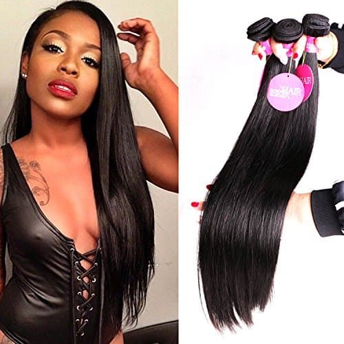 ISEE Hair 8A Malaysian Virgin Straight Hair 4 Bundles 100% Unprocessed Human Hair Weave Bundles Human Hair Extensions 4 Bundles Deal Natural Black 14 16 18 20inches