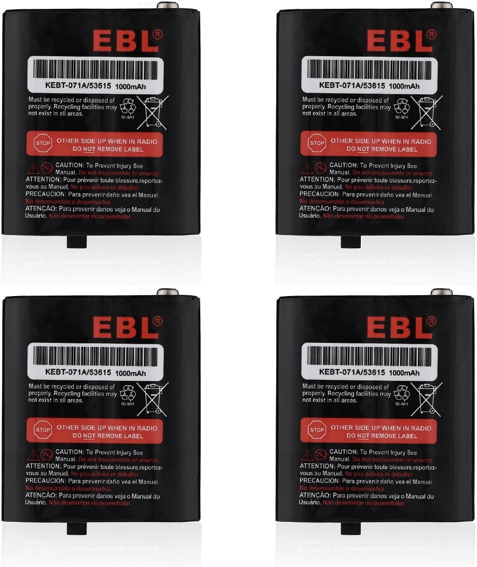 EBL Pack of 4 Two-Way Radio Rechargeable Batteries 3.6V 1000mAh for Talkabout 53615 KEBT-071A KEBT-071-B KEBT-071-C KEBT-071-D