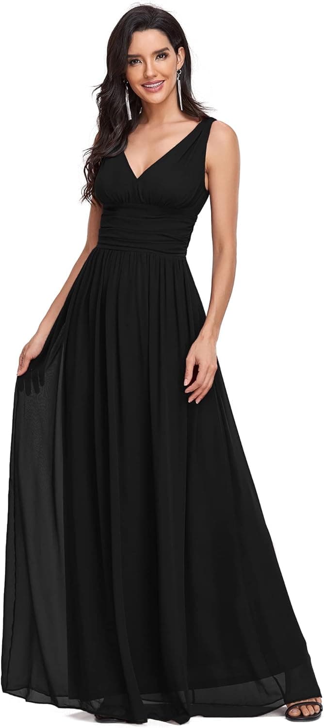 Ever-Pretty Womens Elegant V-Neck Sleeveless Chiffon Semi-Formal Maxi Evening Dress 09016-USA