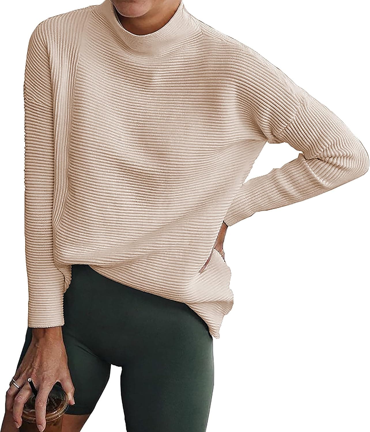 BTFBM Women Cozy Long Sleeve Turtleneck Fashion Sweaters Soft Solid Color Ribbed Knitted Casual Winter Pullover Sweater