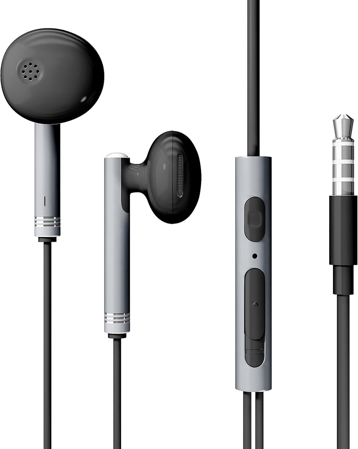TUSAZU Headphones In-Ear Earbuds Earphones, 3.5mm Metal Housing Best Wired Bass Stereo Headset Built-in Mic/Hands-free/Volume Control+Carrying Case
