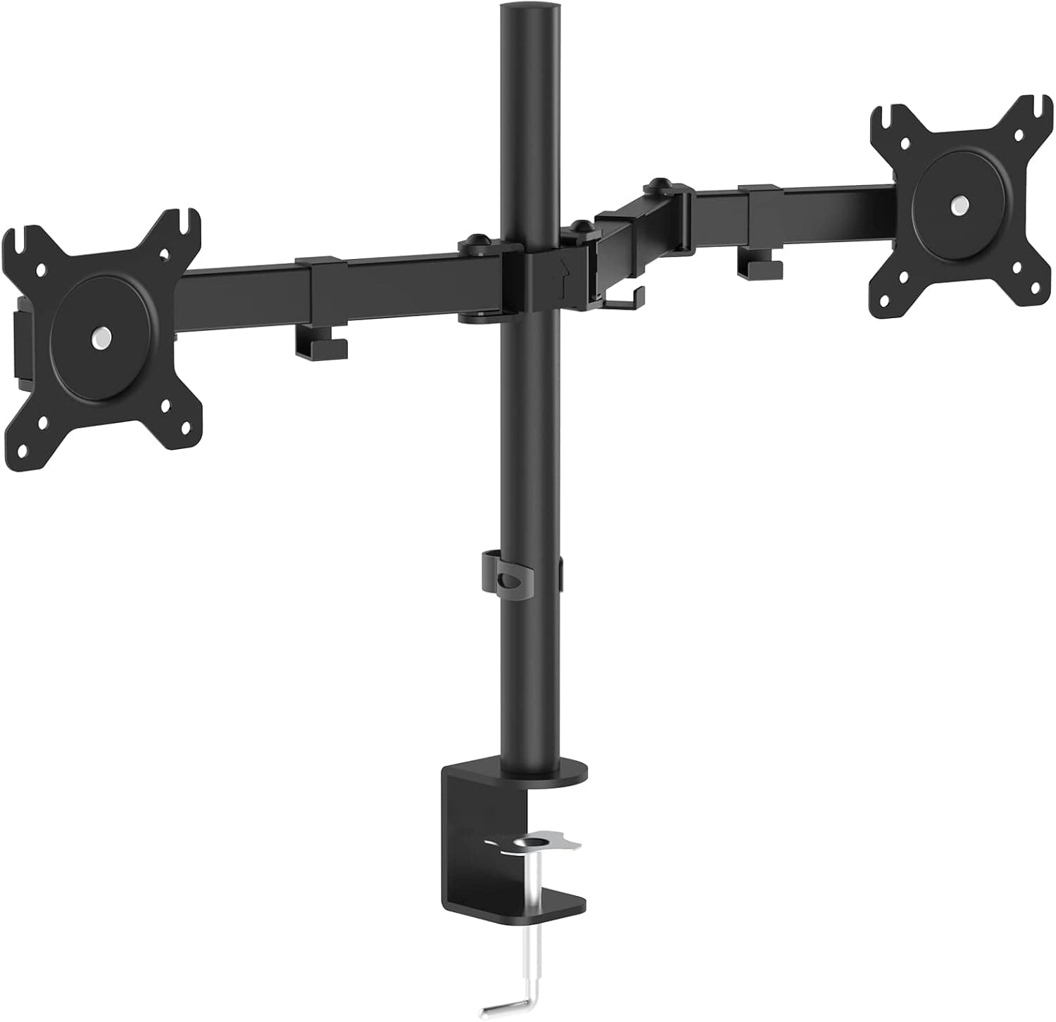 Joy Seeker Dual Monitor Desk Stand Mount, Heavy-Duty Fully Adjustable Desk Clamp Monitor Arms for Computer Screens, Fits Most 13-27" Monitors up to 17.6lbs per Arm, Max 100x100 VESA, Swivel and Tilt