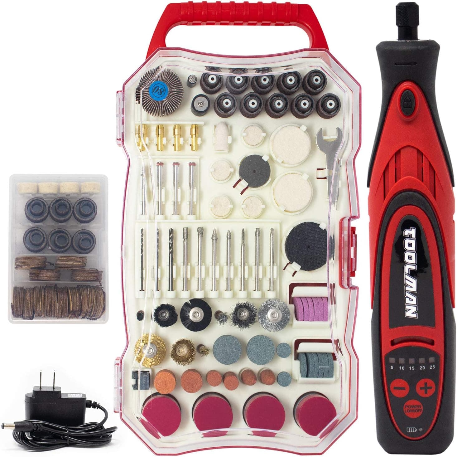 Toolman Variable Speed Cordless Rotary Tool with 440PC Accessories and High Speed Steel Saw Blades DB5805Q03367