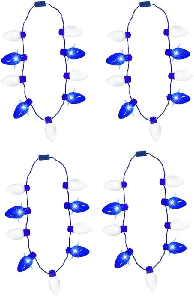 The Dreidel Company Hanukkah Bulb Necklace Light-Up Colorful Necklace, Costume Accessory, Party Favor, 25" (Single)