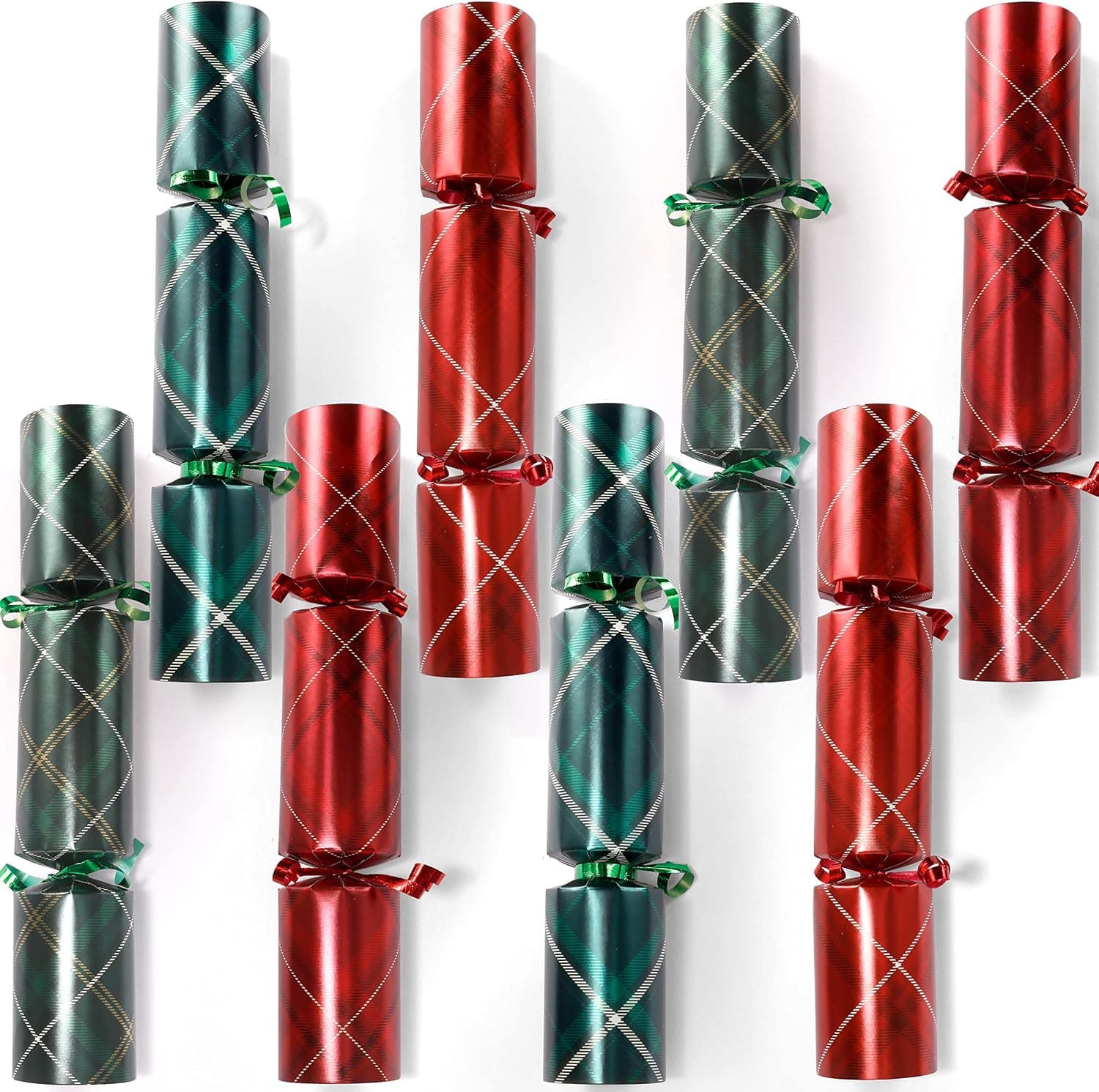 JOYIN 8 Pack Christmas Party Favor Non-Snap Red & Green Plaid Design Party Table Favors with Holiday Party Favor Supplies for Kids and Adults, Christmas Parties, Dinners and Holidays