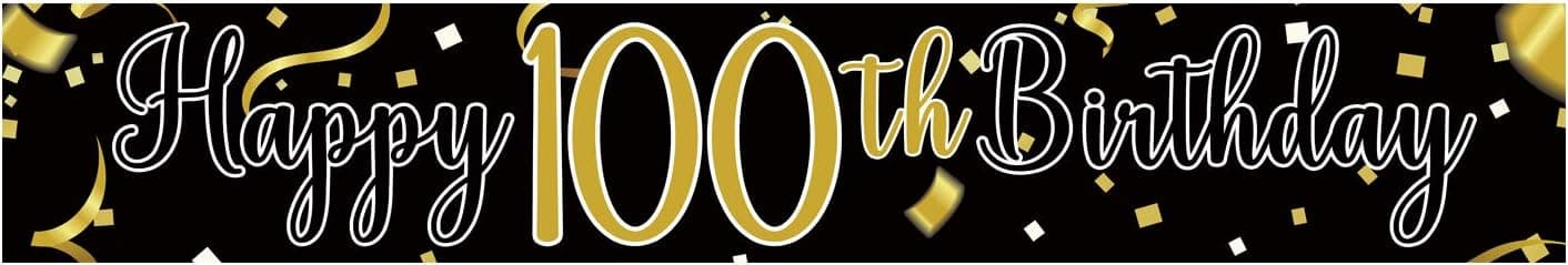 Large Happy 100th Birthday Banner, Cheers to 100 Years & 100 Fabulous, Birthday Hanging Banner, Birthday Party Decoration Supplies, Celebration Flag(9.8 x 1.6 ft)