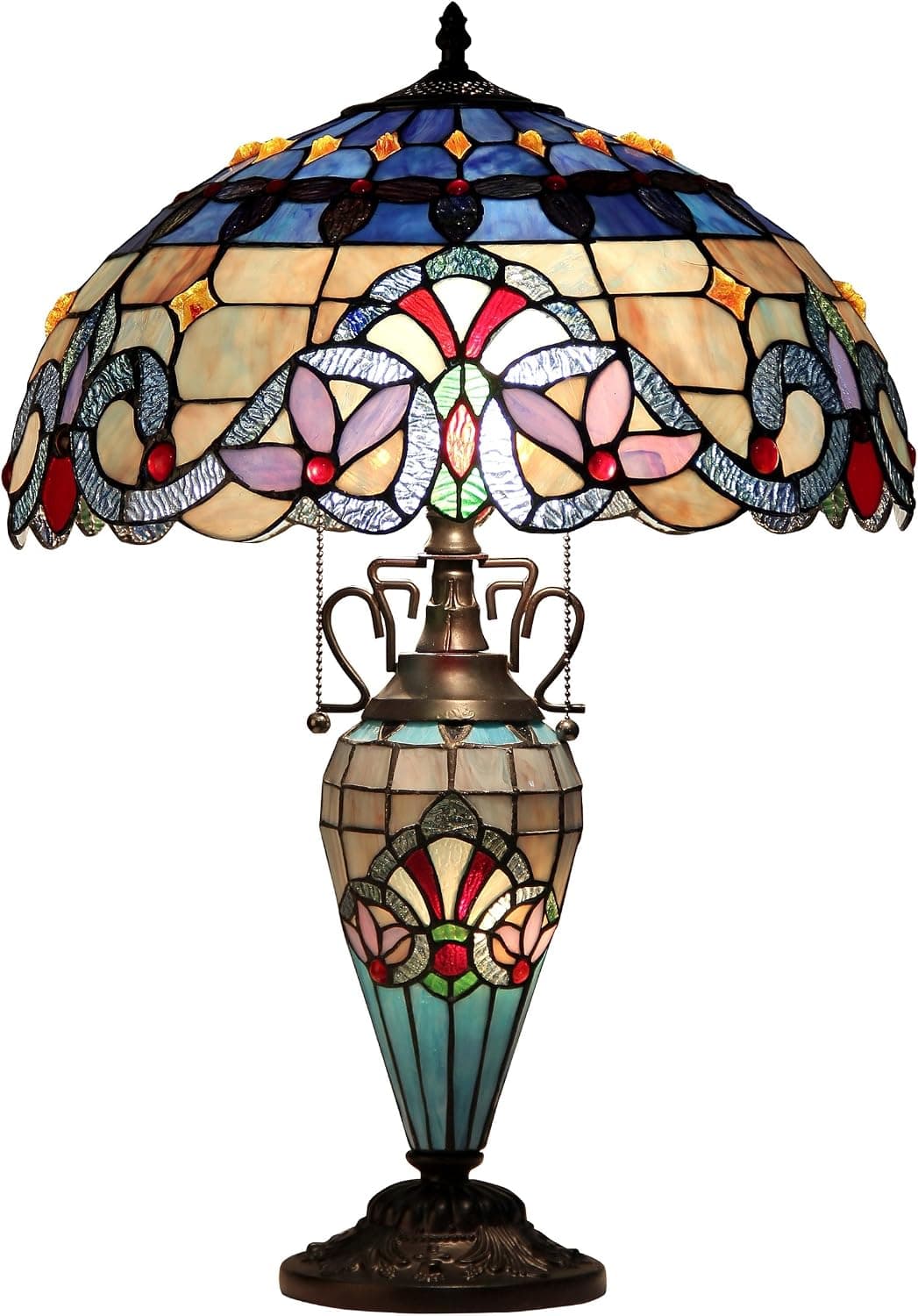 Chloe Lighting CH33381VB18-DT3 Grenville Tiffany-Style Victorian 3 Light Double Lit Table Lamp 18-Inch Shade