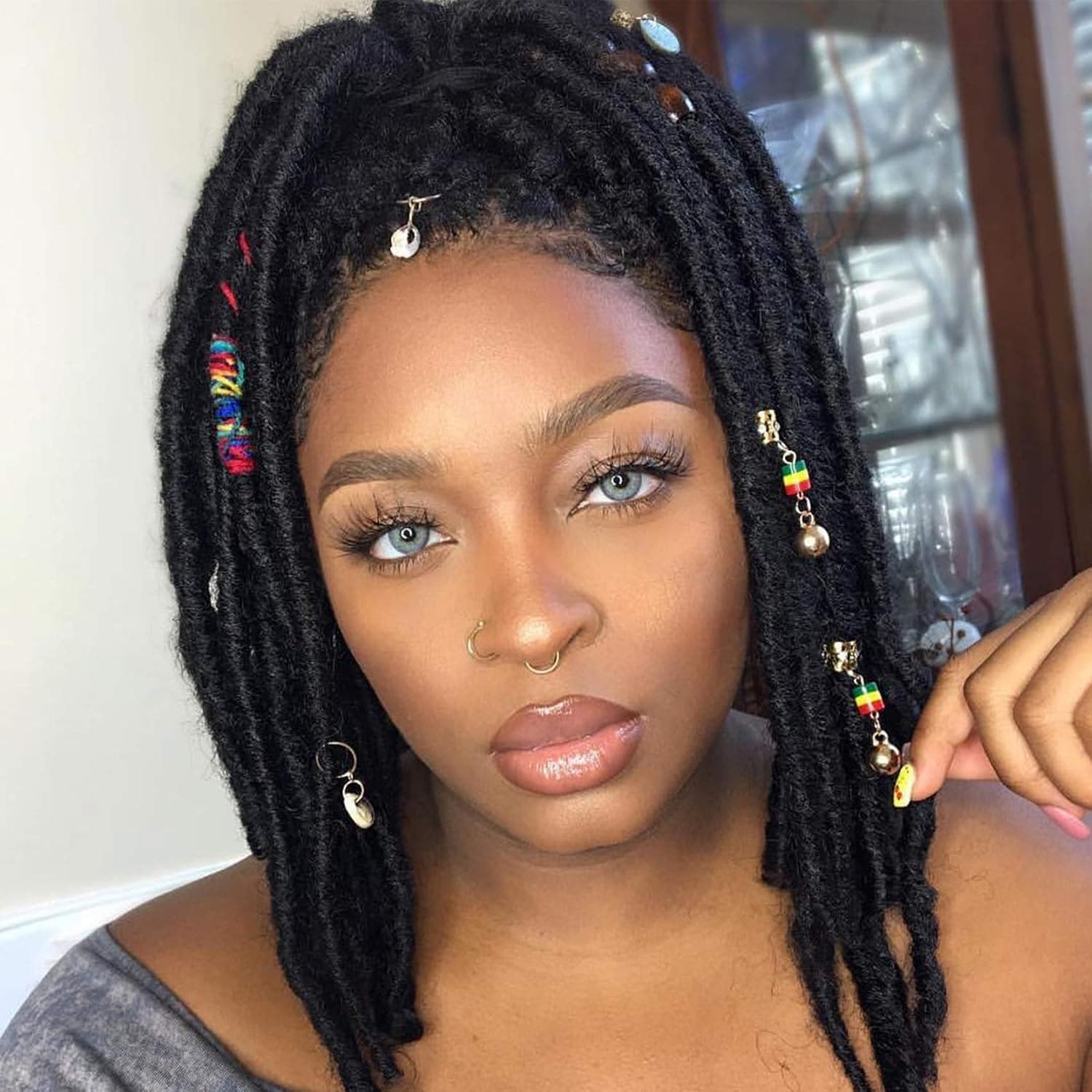 6 Packs/lot Dreadlocks Crochet Braids Soft Faux Locs Crochet Hair Synthetic Braiding Hair Bomba Dreadlocks Faux Locs Soul 14inch Goddess Locs Crochet Hair Braids (14inch (6packs), 1B)