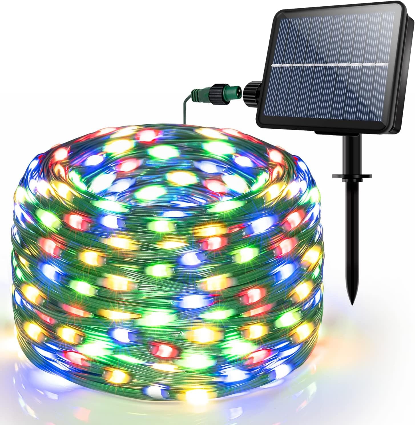 Ollny Solar Christmas Lights, Solar String Lights IP67 Waterproof 100FT 300LED Super Long Outdoor Solar Fairy Lights 8 Light Modes and 3 Timers Solar Powered Christmas Rope Lights for Garden House