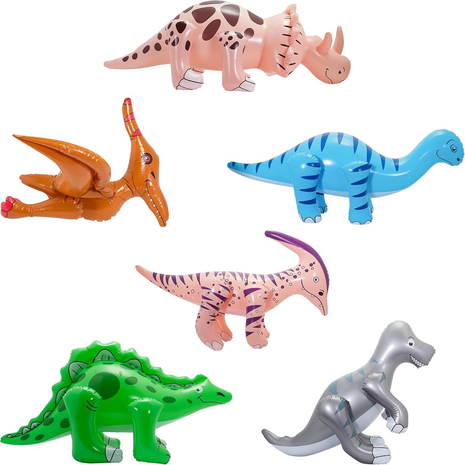 Fun Central - Jumbo 24" Blow Up Inflatable Dinosaurs Pool Party Supplies Toys for Kids Party Favors - 6 Pack