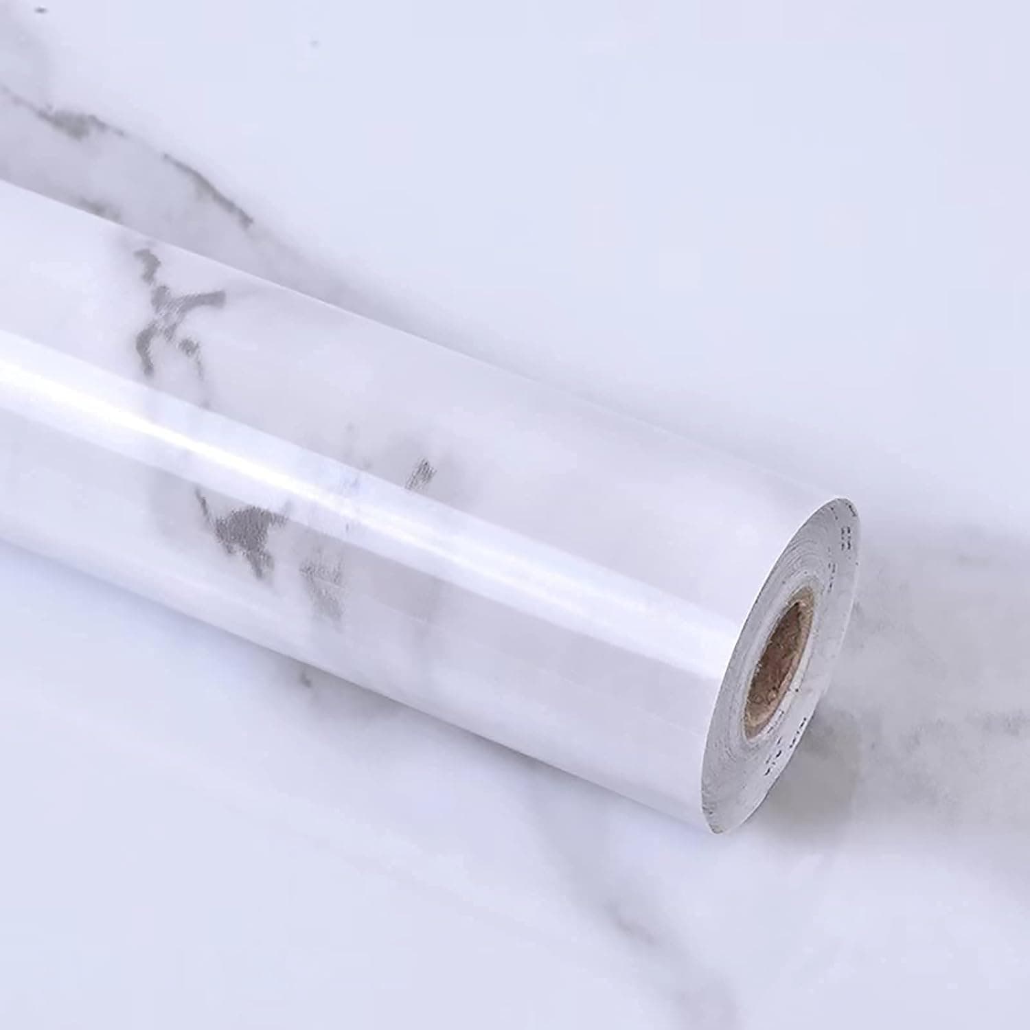 White Marble Wallpaper Contact Paper Oilproof Waterproof Wallpaper for Bathroom Kitchen Countertops Peel and Stick Self Adhesive Wallpaper Removable PVC Easy to Use (White, 15.7 in×196.8 in)