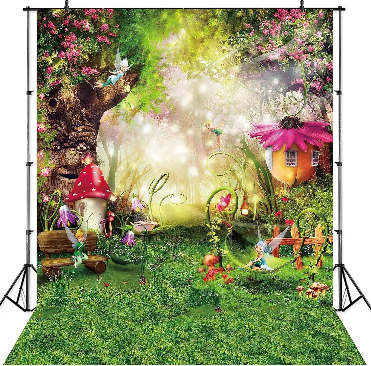 SeekPro 6x9ft Enchanted Forest Photo Background Fairy Tale Magic Big Tree Mushroom Princess Girl Birthday Party Decorations Banner Backdrops for Photography P3520f