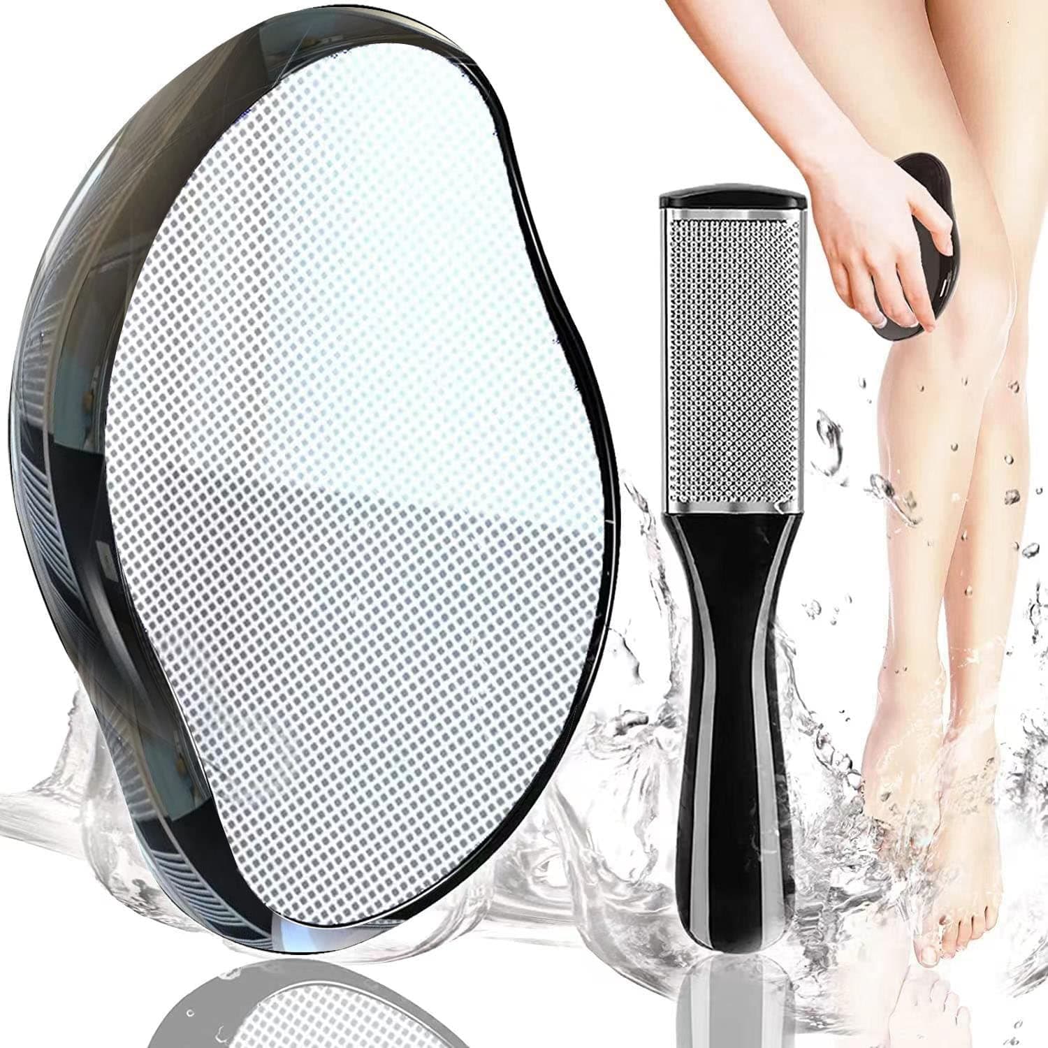 MSTICKER Upgraded Nano Mirror Effect Crystal Hair Eraser, Crystal Hair Remover for Men and Women, A Magic Hair Eraser With 2 In 1 Feature- with Gentle Skin Exfoliation (black)