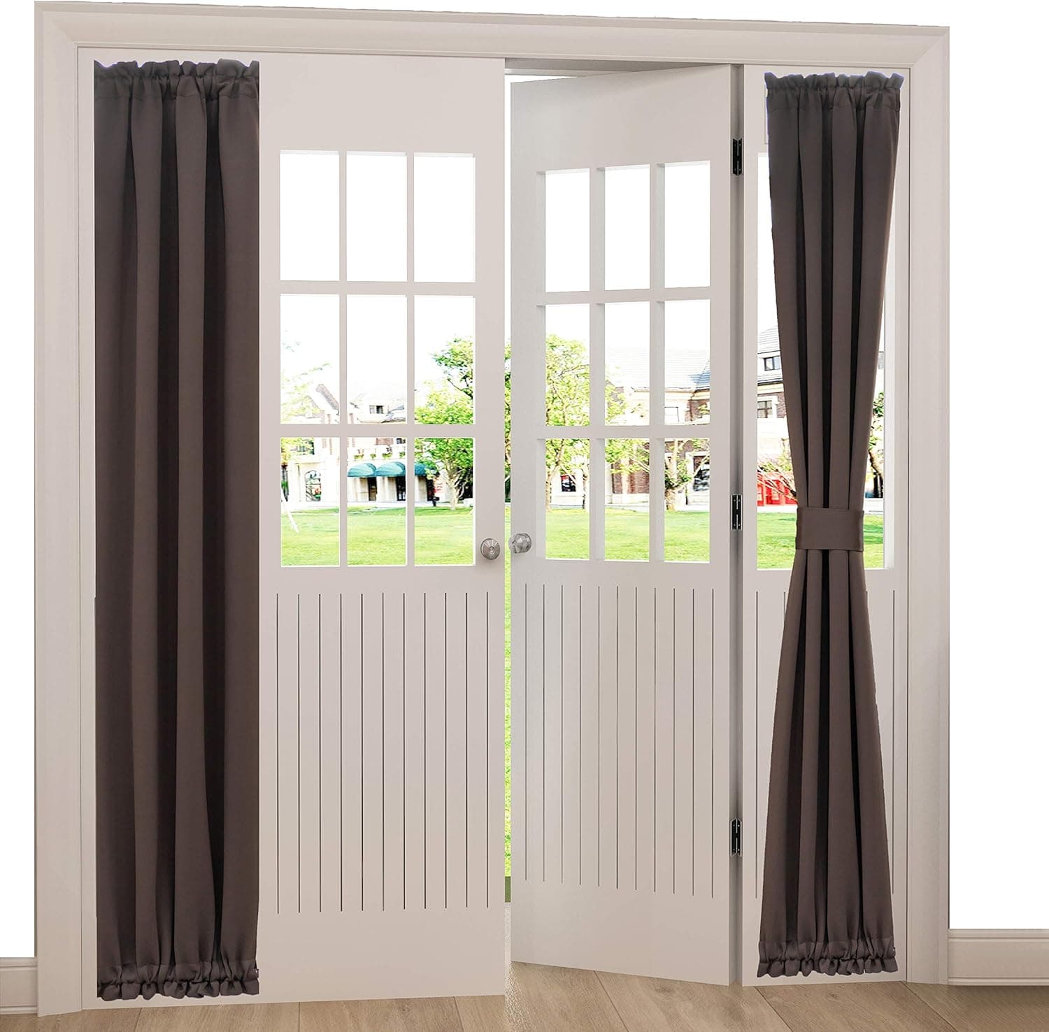 Spring Garden Home Brown French Door Curtains Blackout Washable Curtain Drapes Side Light Panels for Kitchen/Back Door, Single Panel with Tieback, 25x72 Inches, Brown