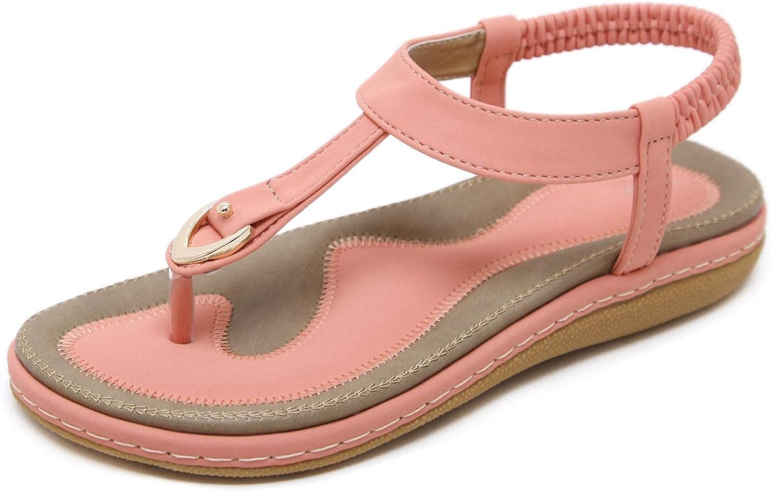 SHIBEVER Womens Sandals Comfortable Summer Dressy Flat Sandals T-Strap Flip Flop Thong Sandals