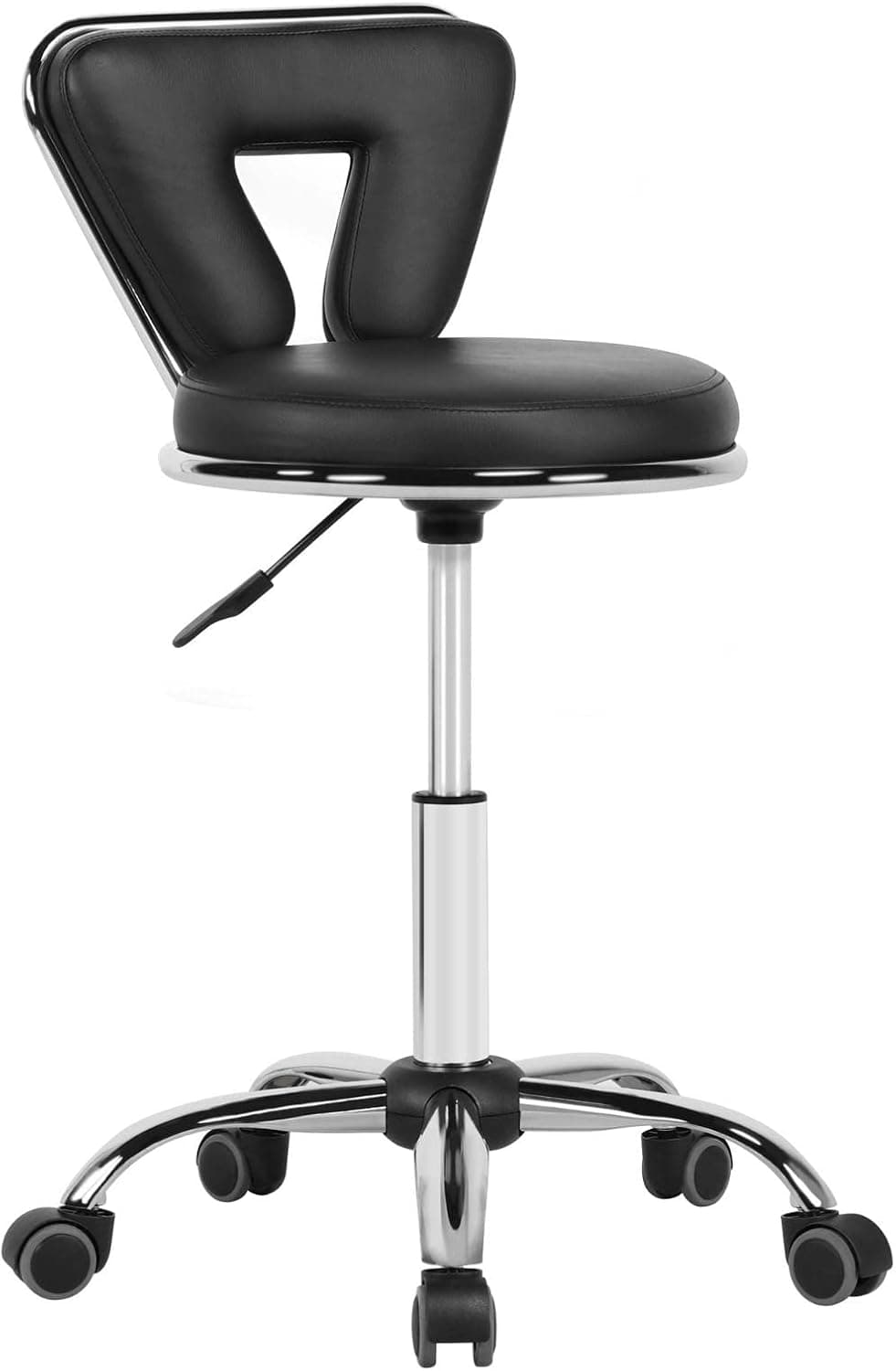 Topeakmart Adjustable Salon Stool with Backrest Rolling Swivel Salon Stool Chair for Pedicure Tattoo Massage Facial Stool