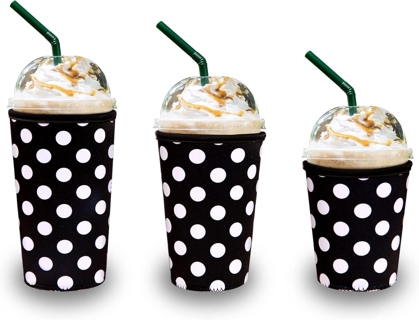 3 Pack Reusable Neoprene Insulator Sleeve for Iced Coffee Cups, Coffee Coozie sleeves with handle for Iced & Hot Drinks, Insulated Cup Holder, Neoprene Can Coozie sleeves with Insulated Sleeves