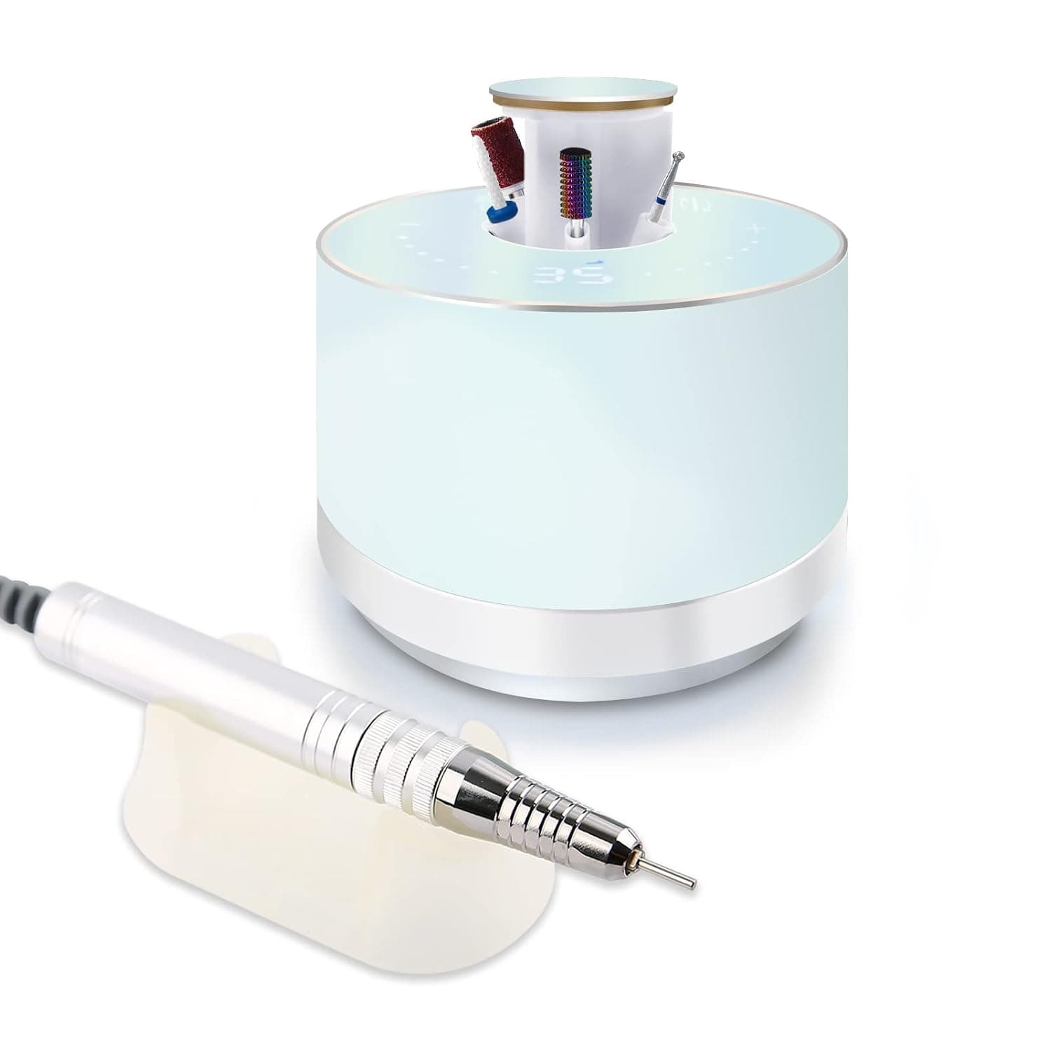 Professional Nail Drills for Acrylic Nails,Portable Electric Nail Drill 35000RPM Brushless Motor Auto-Llift Holder LED Touch Screen Electric Nail File Machine (Blue)…