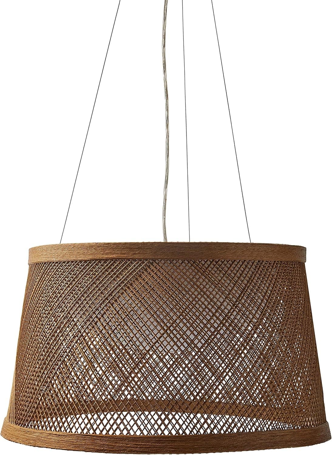 Amazon Brand – Stone & Beam Modern Coastal Raffia Ceiling Hanging Pendant Chandelier Fixture With Built-In LED Light - 20.3 x 11 Inch Shade