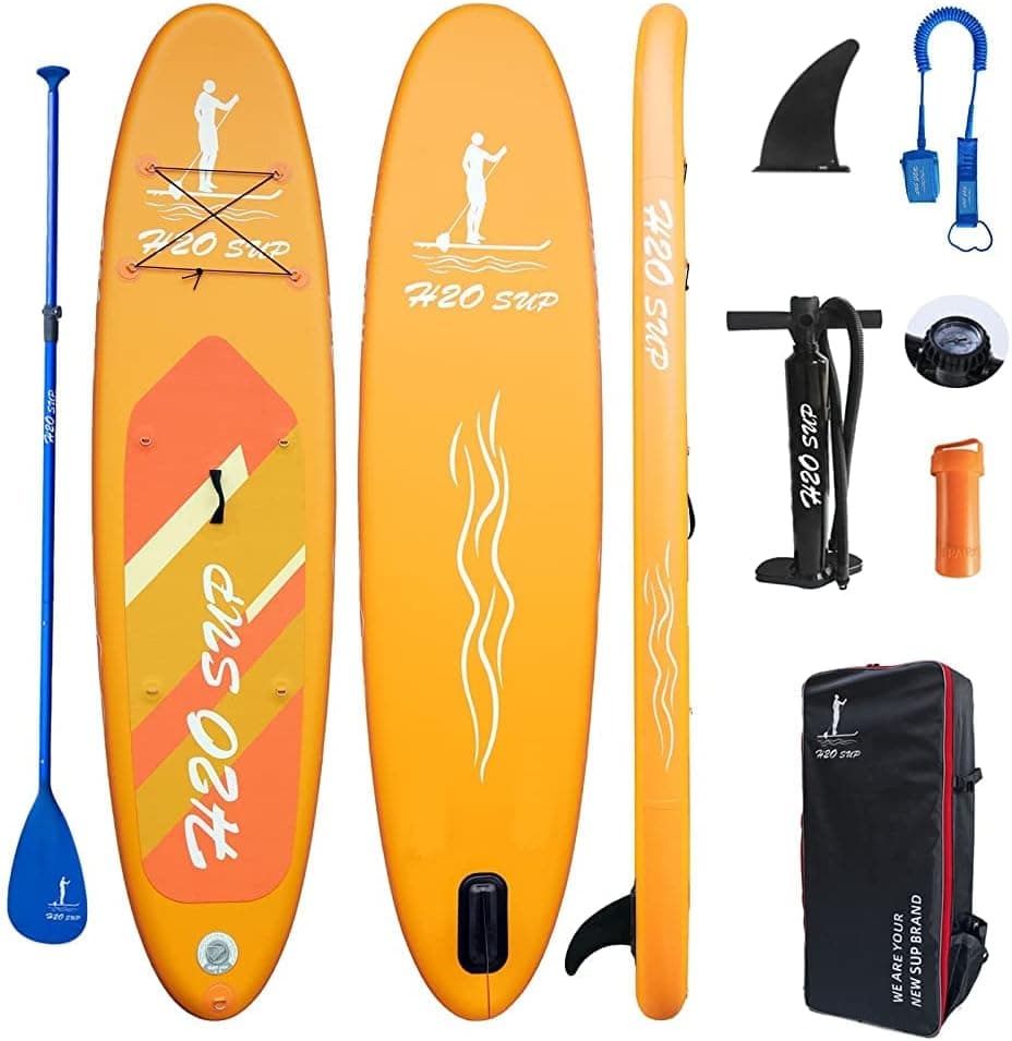 H2OSUP Inflatable Stand Up Paddle Board 10'6''/10' × 30" × 6" with Premium SUP Paddle Board Accessories & Backpack, Ultra-Light, Wide Stable Design, Non-Slip Deck for Youth & Adults