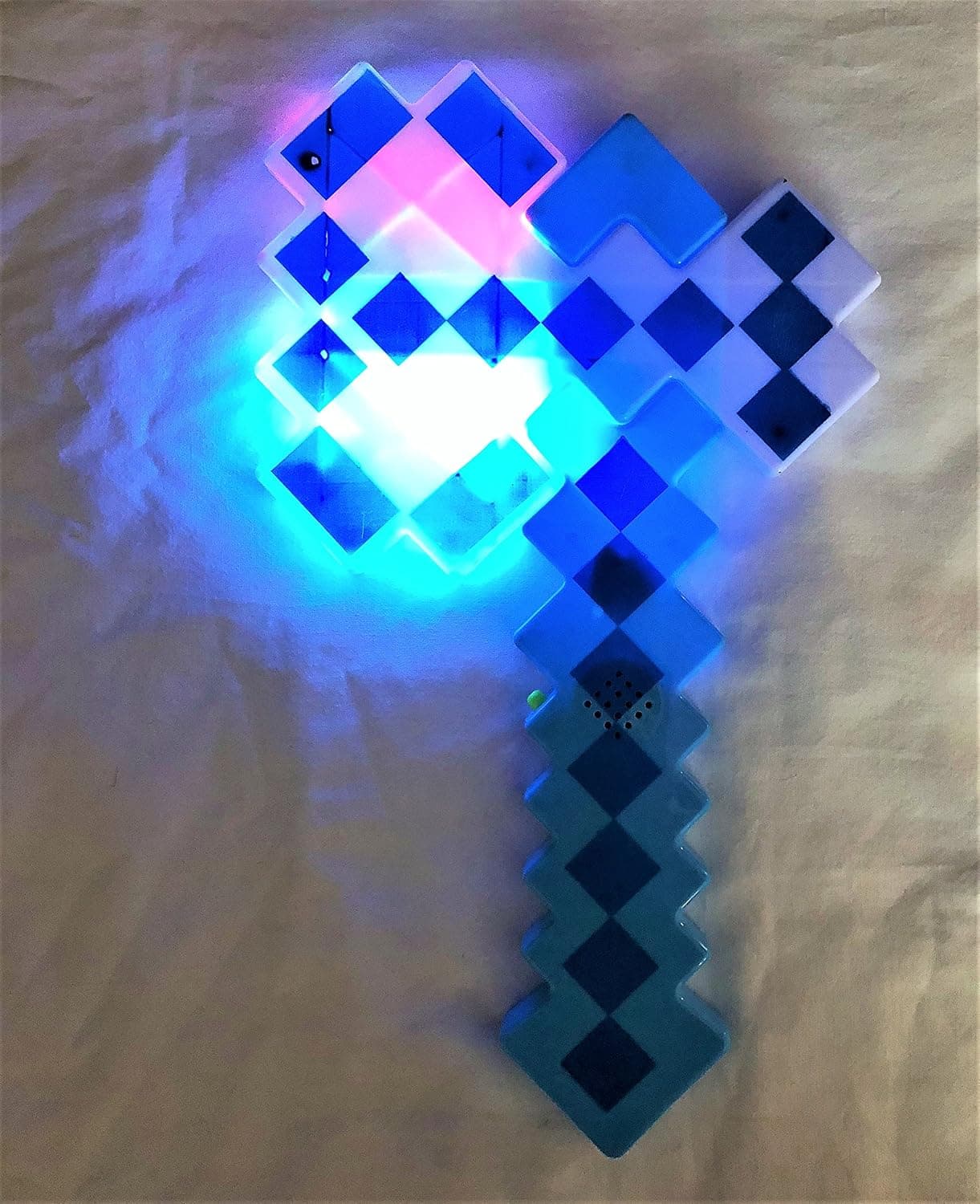 DIAMOND Pixel Toy 8 Bit Deluxe STYLE with LED Light up Toy and FX Sounds PLASTIC (AXE Blue)