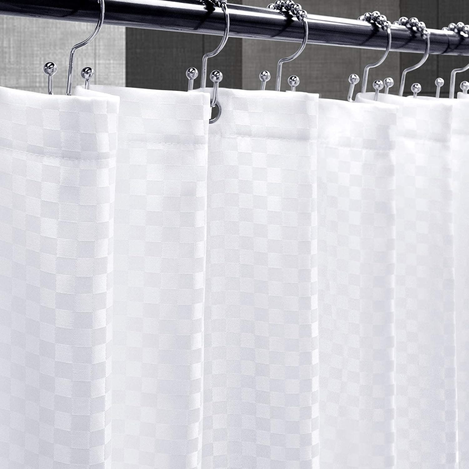 Waffle Shower Curtain, Heavy Duty Fabric Waterproof Shower Curtains with Rust-Resistant Grommets and Waffle Weave Square Design for Bathroom and Bathtubs, Machine Washable,72 x 78 inch,White