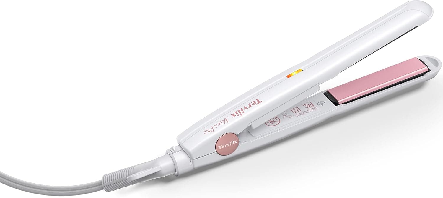 Terviiix Mini Flat Iron, Adjustable Temperature Small Hair Straightener, Ceramic Mini Straightener for Short Hair/Bangs, Compact Portable Straightening Iron, Dual Voltage for Travel, Auto Off, 1/2''