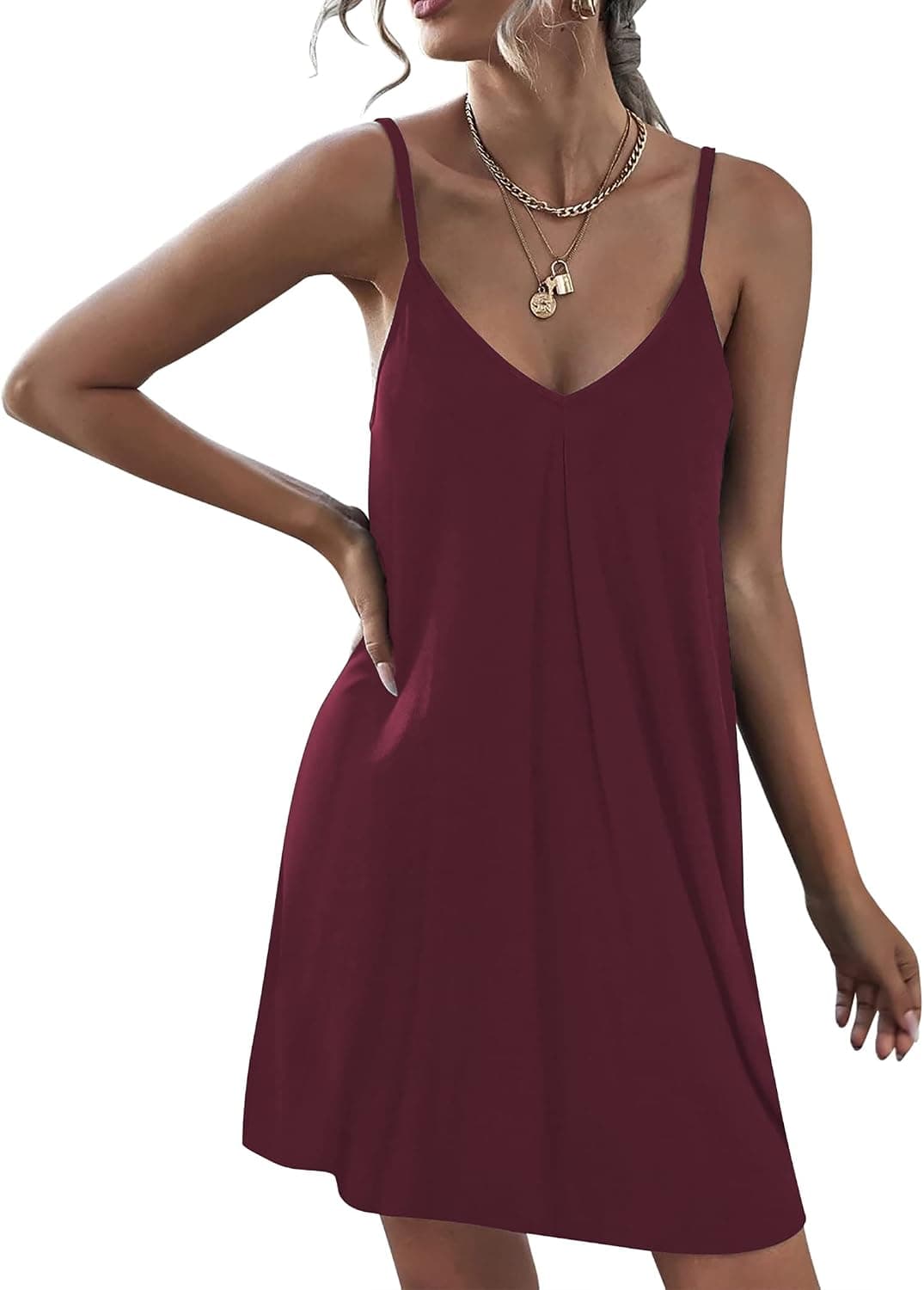 Ekouaer Women's Swimwear Cover Ups Casual Adjustable Spaghetti Strap Bathing Suit Beach Dress