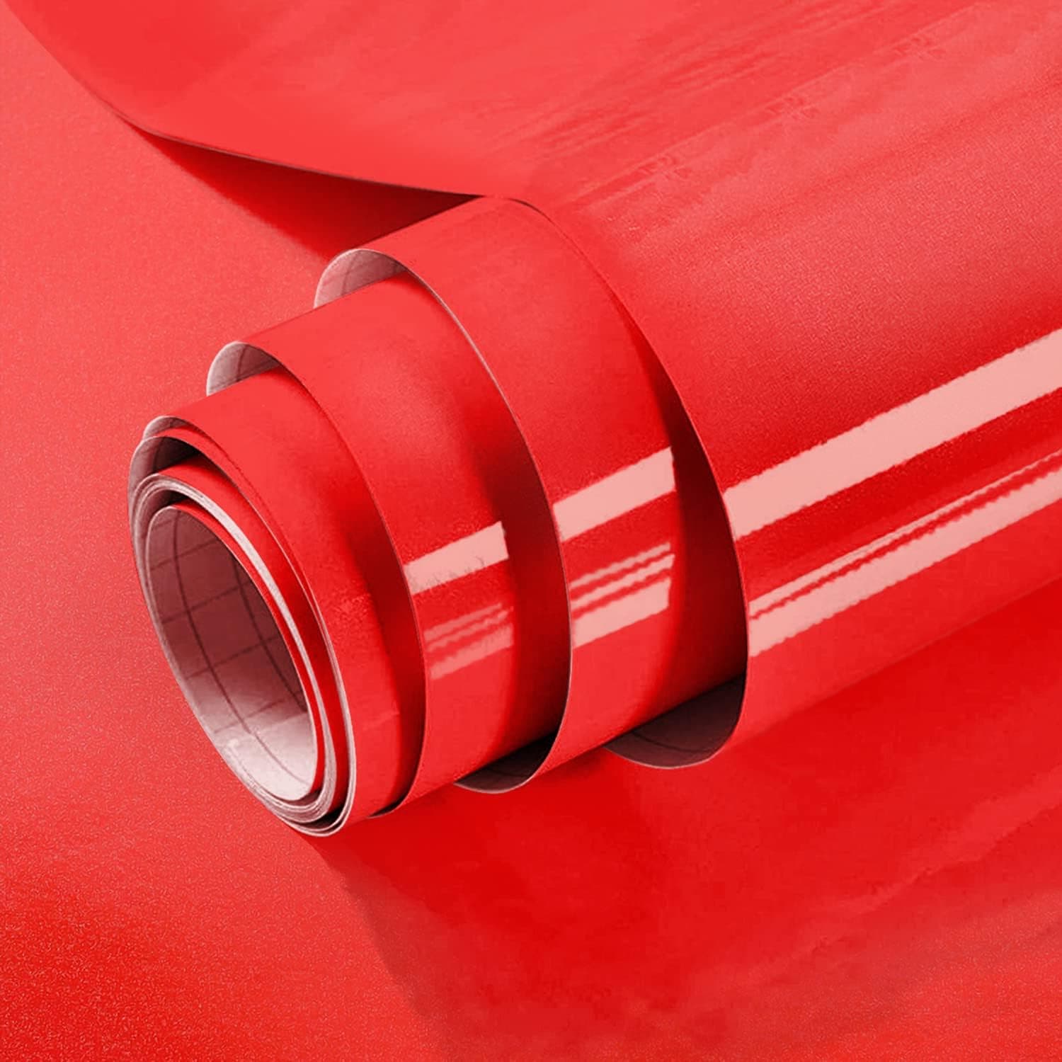 Wudnaye Red Contact Paper Peel and Stick Wallpaper for Kitchen 15.7inchx196.8inch Shiny Red Wallpaper Self Adhesive Contact Paper for Cabinet Wallpaper Stick and Peel Contact Paper Decor Wall Paper