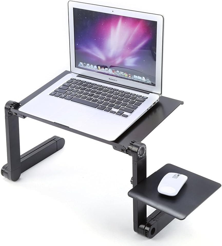 Adjustable Laptop Desk,360°Folding Notebook Table Stand Bed Sofa Desk Tray Book Holder with Mouse Pad,Black